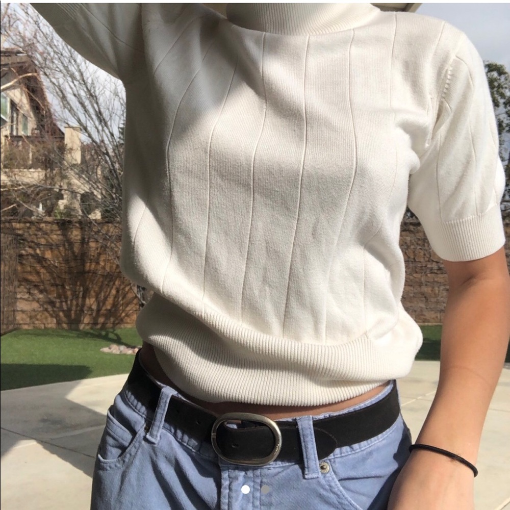 White Mockneck Short Sleeve